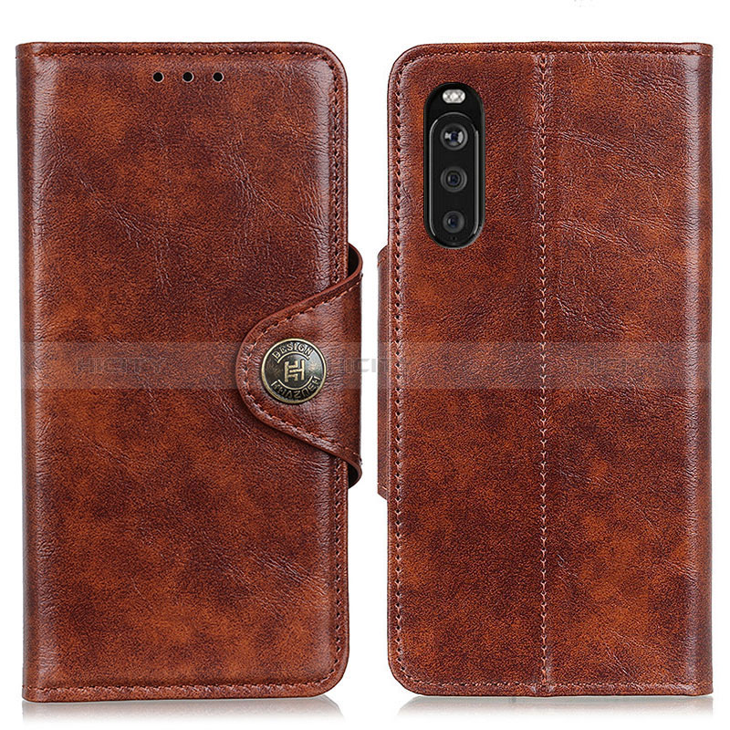 Custodia Portafoglio In Pelle Cover con Supporto M12L per Sony Xperia 10 III Lite Marrone