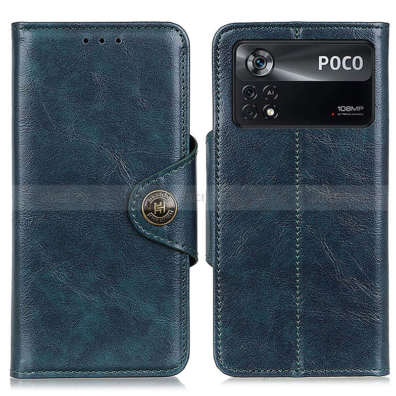 Custodia Portafoglio In Pelle Cover con Supporto M12L per Xiaomi Poco X4 Pro 5G Blu