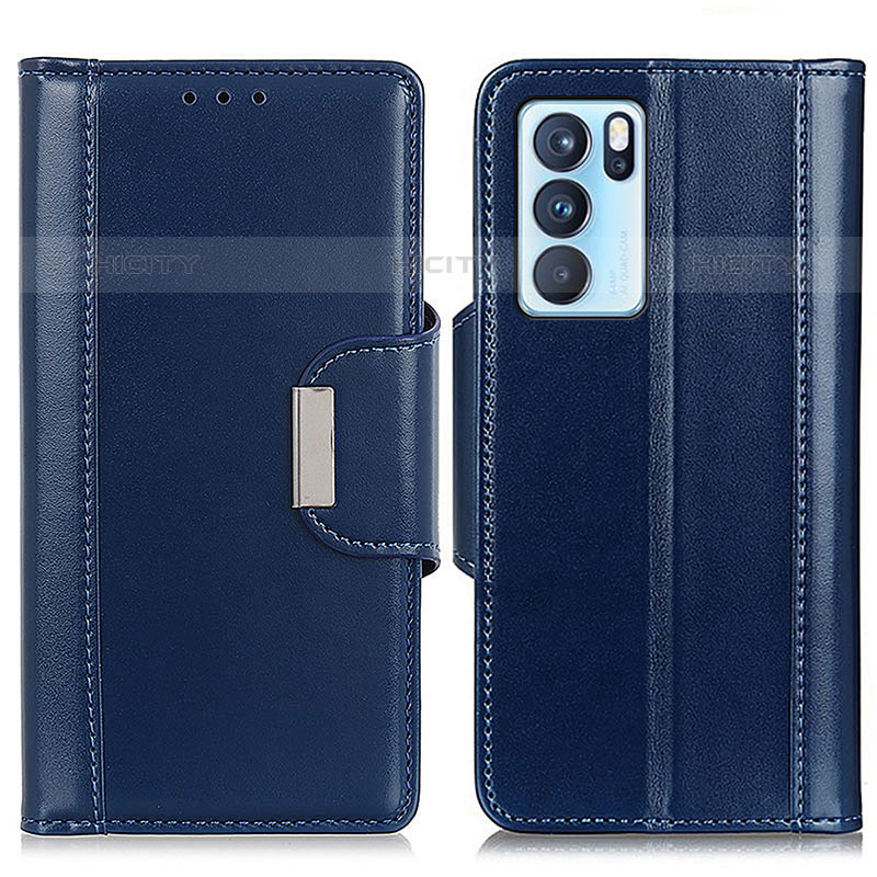 Custodia Portafoglio In Pelle Cover con Supporto M13L per Oppo Reno6 Pro 5G India Blu