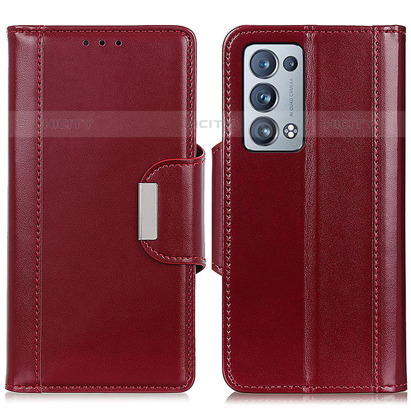 Custodia Portafoglio In Pelle Cover con Supporto M13L per Oppo Reno6 Pro+ Plus 5G Rosso