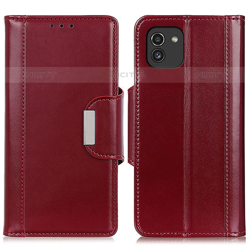 Custodia Portafoglio In Pelle Cover con Supporto M13L per Samsung Galaxy A03 Rosso