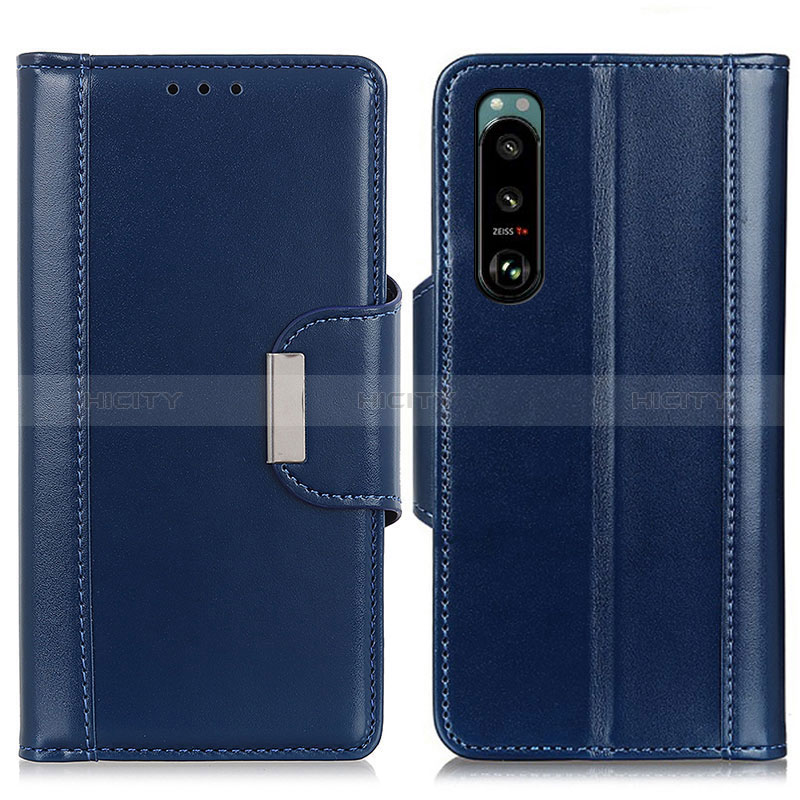 Custodia Portafoglio In Pelle Cover con Supporto M13L per Sony Xperia 5 III Blu