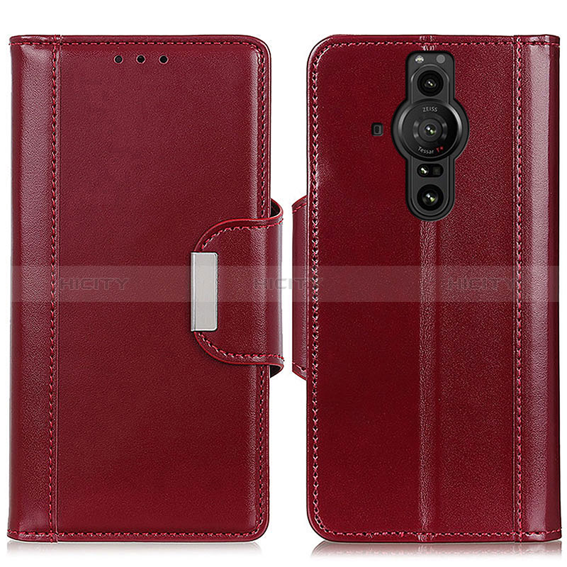 Custodia Portafoglio In Pelle Cover con Supporto M13L per Sony Xperia PRO-I Rosso