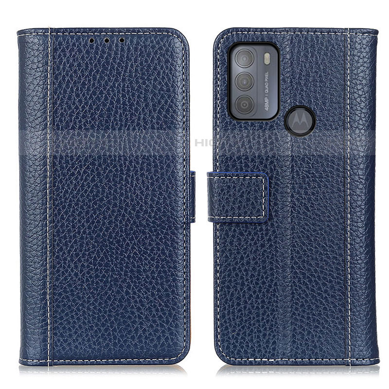 Custodia Portafoglio In Pelle Cover con Supporto M14L per Motorola Moto G50 Blu