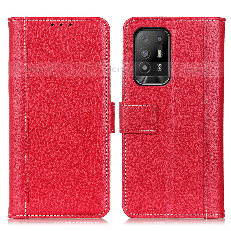 Custodia Portafoglio In Pelle Cover con Supporto M14L per Oppo F19 Pro+ Plus 5G Rosso