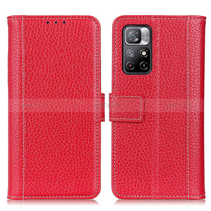 Custodia Portafoglio In Pelle Cover con Supporto M14L per Xiaomi Redmi Note 11 5G Rosso