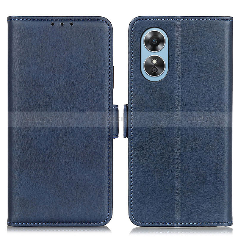 Custodia Portafoglio In Pelle Cover con Supporto M15L per Oppo A17 Blu