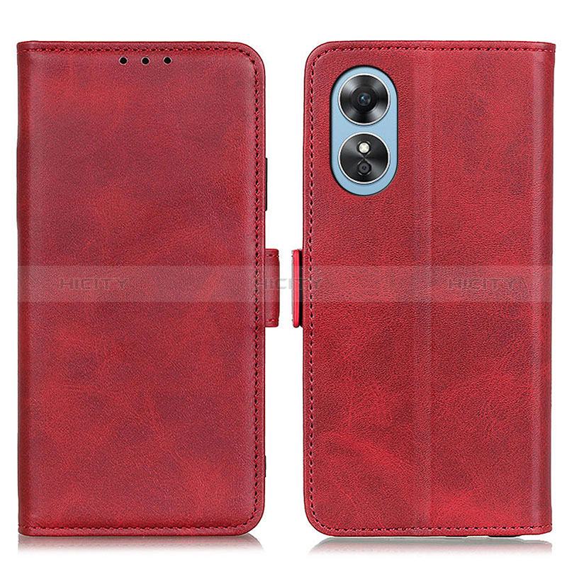 Custodia Portafoglio In Pelle Cover con Supporto M15L per Oppo A17 Rosso