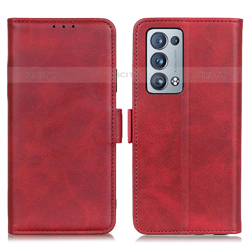 Custodia Portafoglio In Pelle Cover con Supporto M15L per Oppo Reno6 Pro+ Plus 5G Rosso