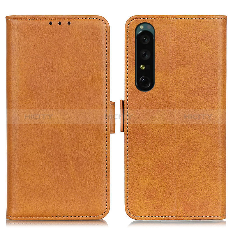 Custodia Portafoglio In Pelle Cover con Supporto M15L per Sony Xperia 1 IV Marrone Chiaro