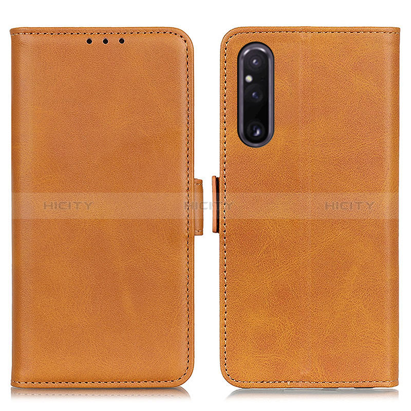 Custodia Portafoglio In Pelle Cover con Supporto M15L per Sony Xperia 1 V Marrone Chiaro