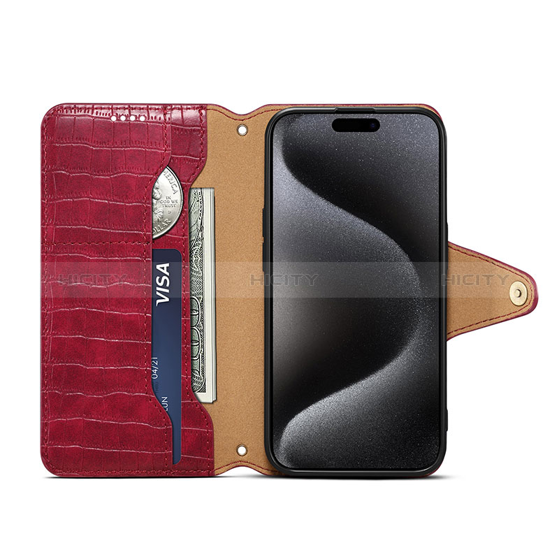 Custodia Portafoglio In Pelle Cover con Supporto MT4 per Apple iPhone 15 Pro Max