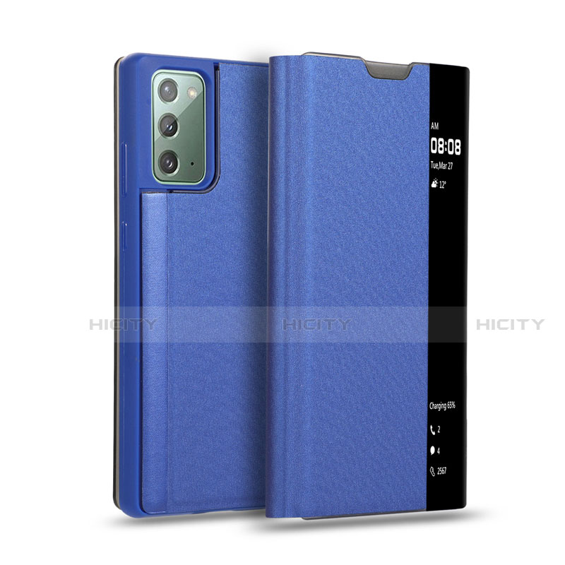 Custodia Portafoglio In Pelle Cover con Supporto N01 per Samsung Galaxy Note 20 5G Blu