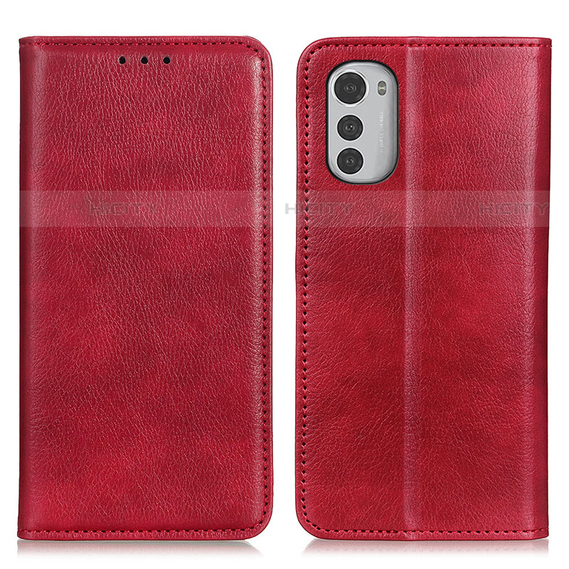 Custodia Portafoglio In Pelle Cover con Supporto N01P per Motorola Moto E32 Rosso