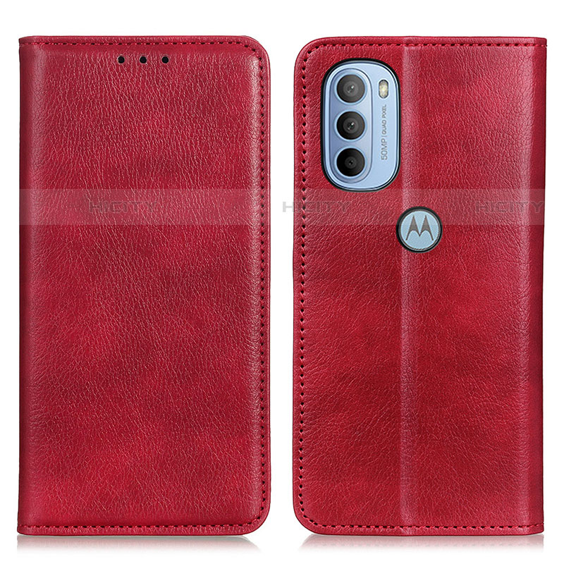 Custodia Portafoglio In Pelle Cover con Supporto N01P per Motorola Moto G31 Rosso