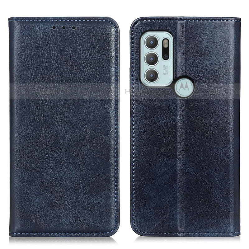 Custodia Portafoglio In Pelle Cover con Supporto N01P per Motorola Moto G60s Blu