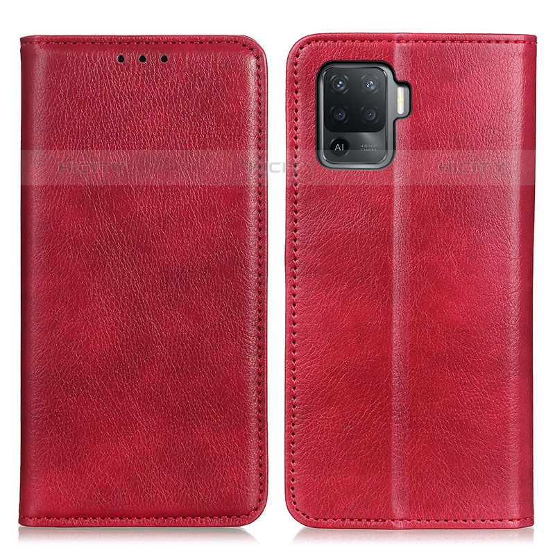 Custodia Portafoglio In Pelle Cover con Supporto N01P per Oppo F19 Pro Rosso