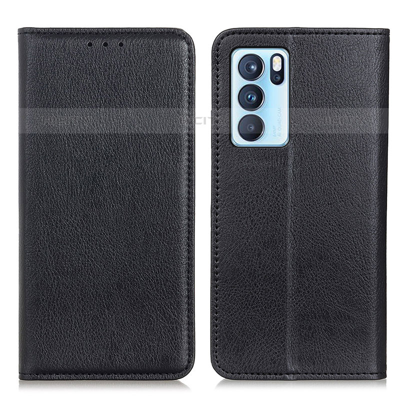 Custodia Portafoglio In Pelle Cover con Supporto N01P per Oppo Reno6 Pro 5G India Nero