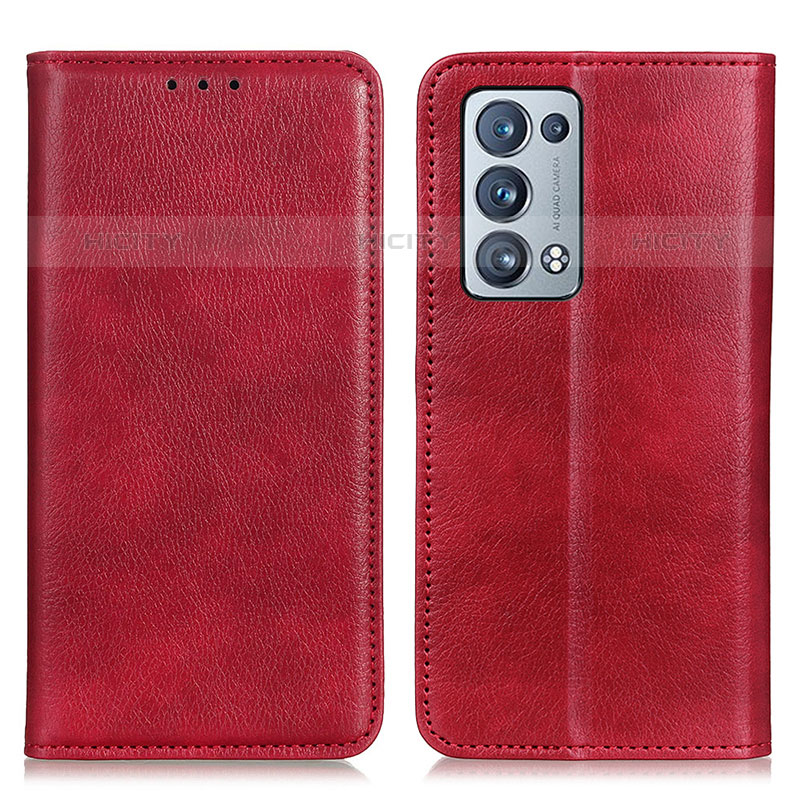 Custodia Portafoglio In Pelle Cover con Supporto N01P per Oppo Reno6 Pro 5G Rosso