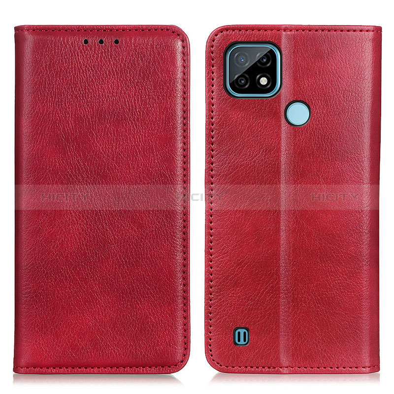 Custodia Portafoglio In Pelle Cover con Supporto N01P per Realme C21 Rosso