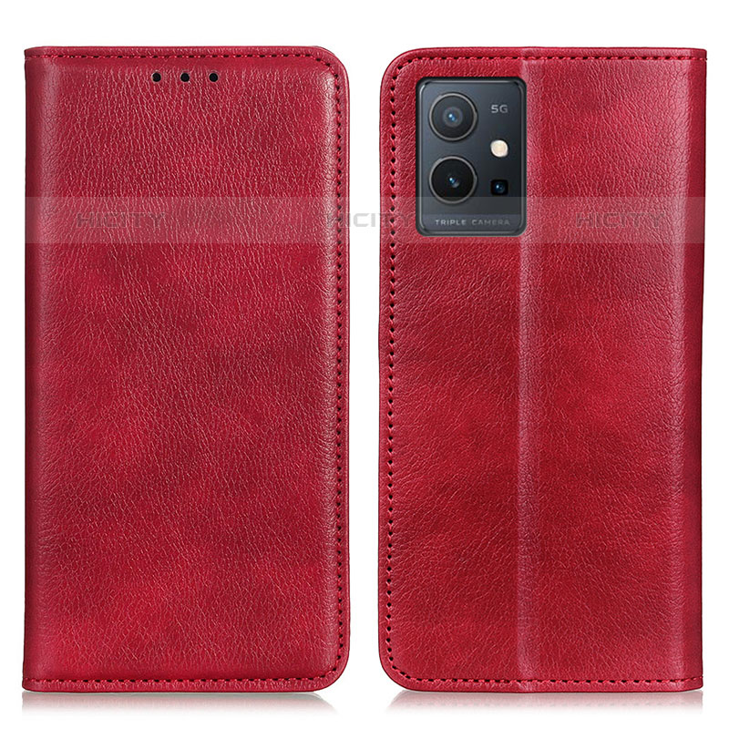 Custodia Portafoglio In Pelle Cover con Supporto N01P per Vivo T1 5G India Rosso