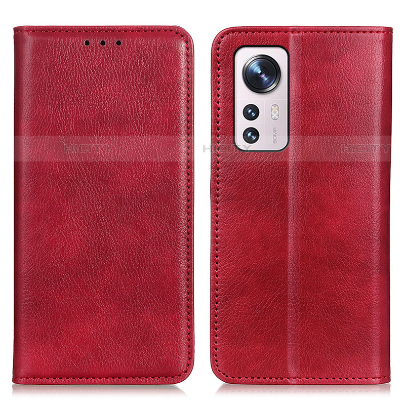 Custodia Portafoglio In Pelle Cover con Supporto N01P per Xiaomi Mi 12 Pro 5G Rosso