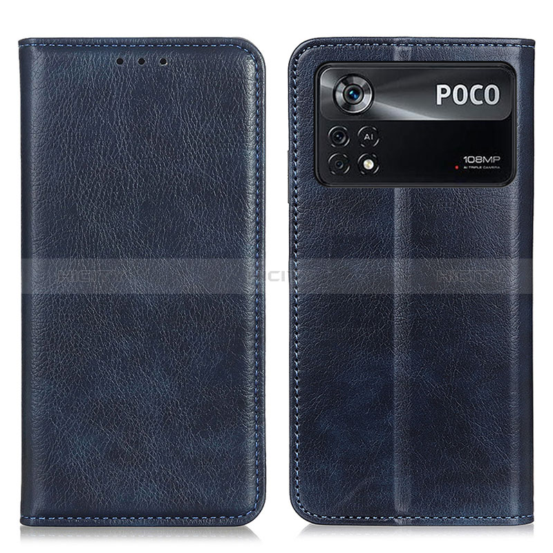 Custodia Portafoglio In Pelle Cover con Supporto N01P per Xiaomi Poco X4 Pro 5G Blu