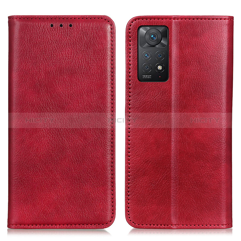 Custodia Portafoglio In Pelle Cover con Supporto N01P per Xiaomi Redmi Note 11 Pro 5G Rosso
