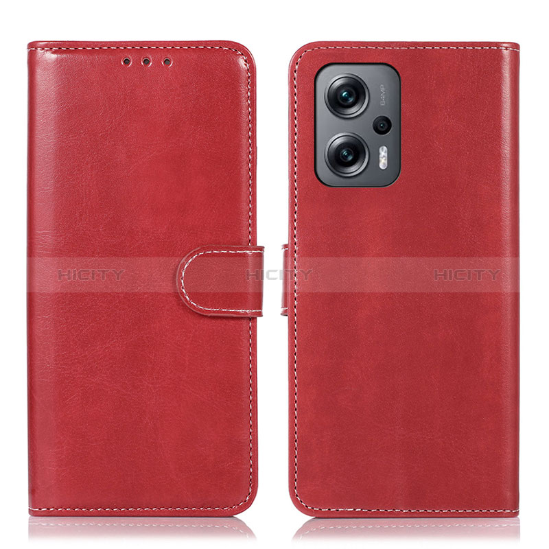 Custodia Portafoglio In Pelle Cover con Supporto N01P per Xiaomi Redmi Note 12 Turbo 5G Rosso