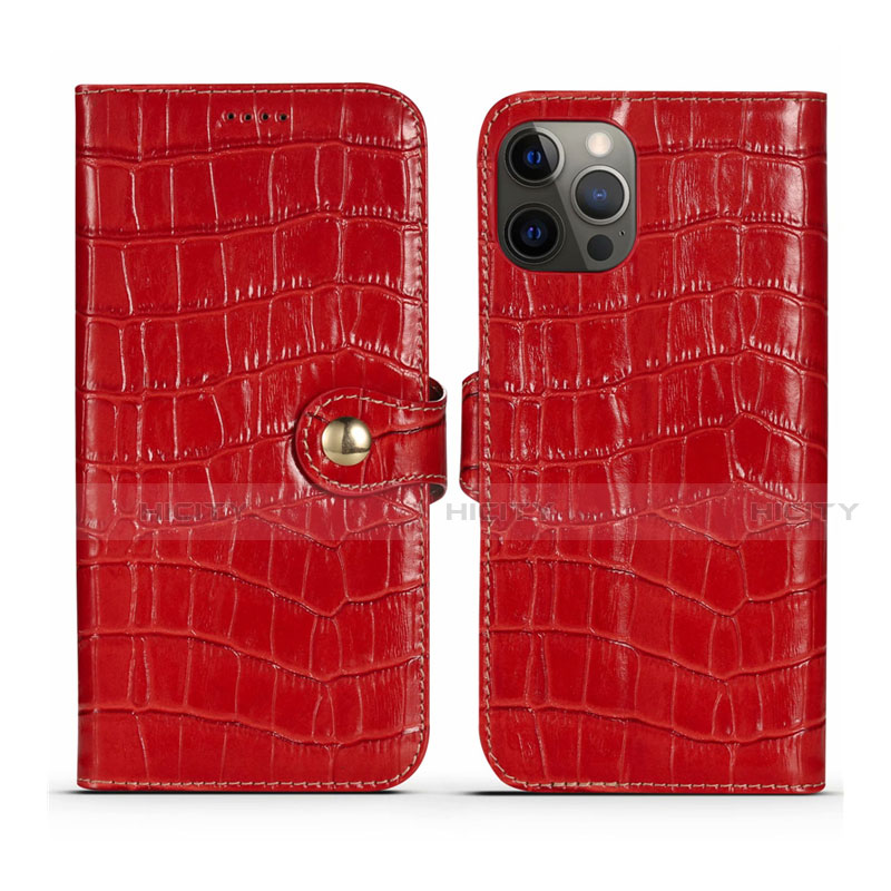 Custodia Portafoglio In Pelle Cover con Supporto N02 per Apple iPhone 12 Pro Max Rosso