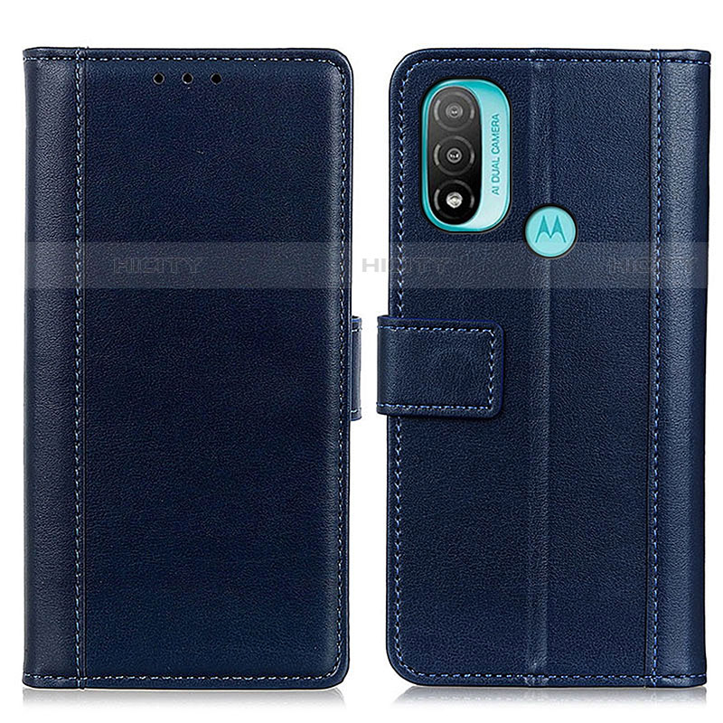 Custodia Portafoglio In Pelle Cover con Supporto N02P per Motorola Moto E30 Blu