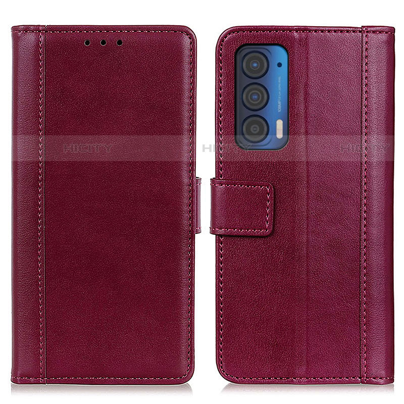 Custodia Portafoglio In Pelle Cover con Supporto N02P per Motorola Moto Edge (2021) 5G Rosso