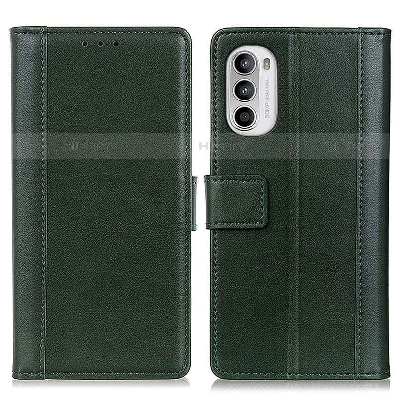 Custodia Portafoglio In Pelle Cover con Supporto N02P per Motorola Moto Edge (2022) 5G Verde