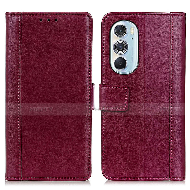 Custodia Portafoglio In Pelle Cover con Supporto N02P per Motorola Moto Edge 30 Pro 5G Rosso