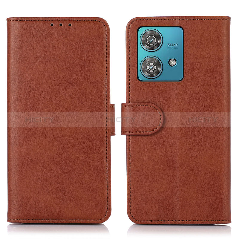 Custodia Portafoglio In Pelle Cover con Supporto N02P per Motorola Moto Edge 40 Neo 5G Marrone