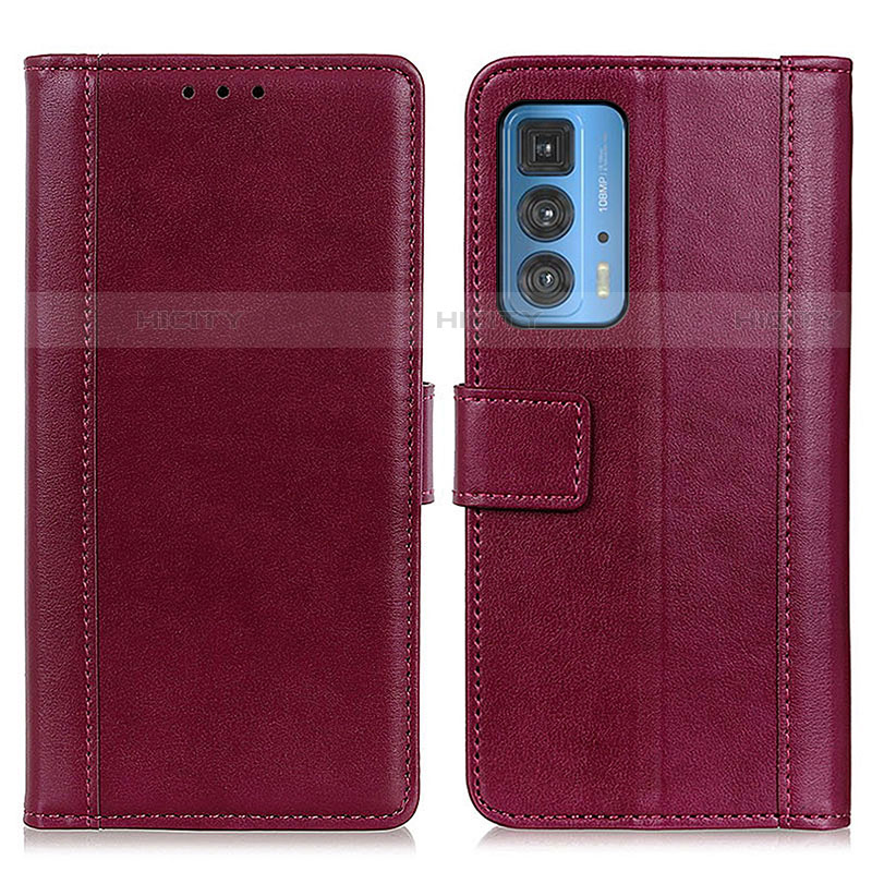 Custodia Portafoglio In Pelle Cover con Supporto N02P per Motorola Moto Edge S Pro 5G Rosso