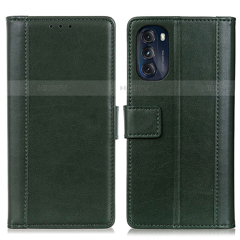 Custodia Portafoglio In Pelle Cover con Supporto N02P per Motorola Moto G 5G (2022) Verde