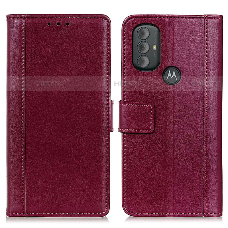 Custodia Portafoglio In Pelle Cover con Supporto N02P per Motorola Moto G Play (2023) Rosso