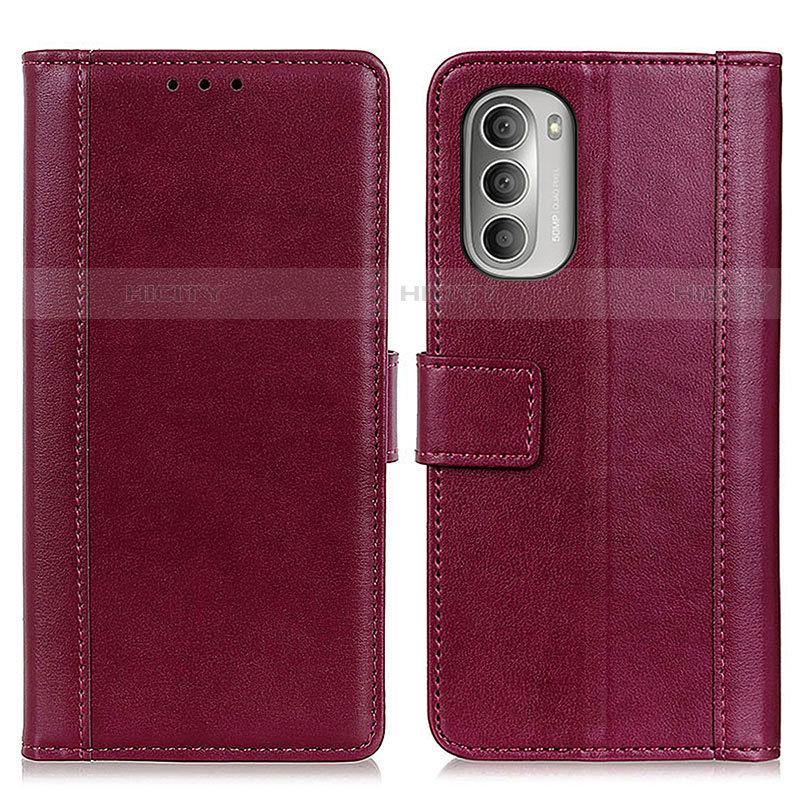 Custodia Portafoglio In Pelle Cover con Supporto N02P per Motorola Moto G Stylus (2022) 4G Rosso