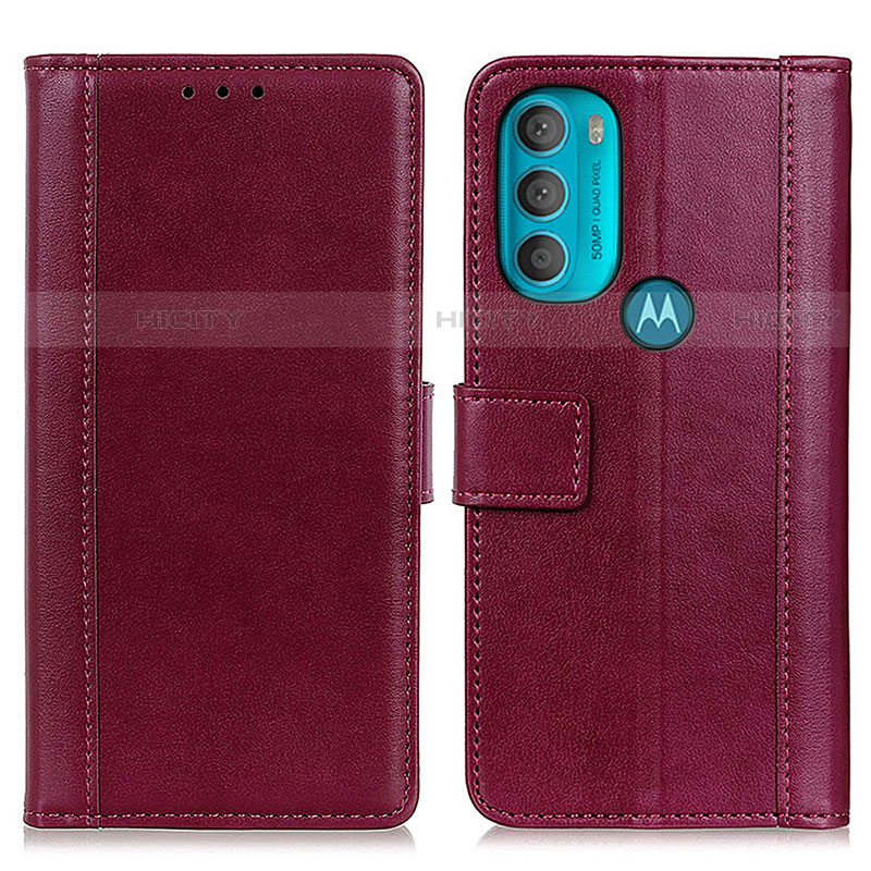 Custodia Portafoglio In Pelle Cover con Supporto N02P per Motorola Moto G71 5G Rosso