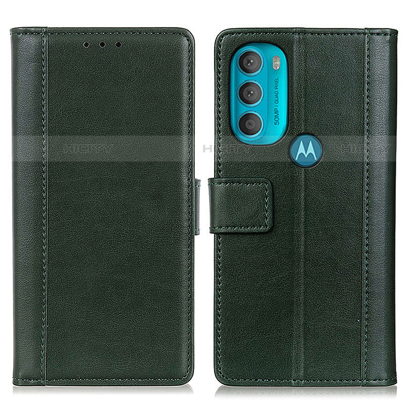 Custodia Portafoglio In Pelle Cover con Supporto N02P per Motorola Moto G71 5G Verde