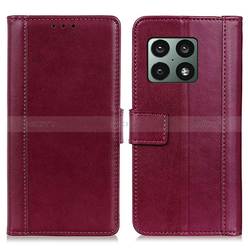 Custodia Portafoglio In Pelle Cover con Supporto N02P per OnePlus 10 Pro 5G Rosso