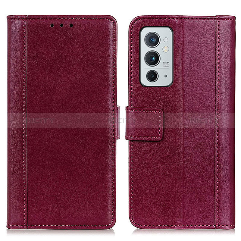 Custodia Portafoglio In Pelle Cover con Supporto N02P per OnePlus 9RT 5G Rosso