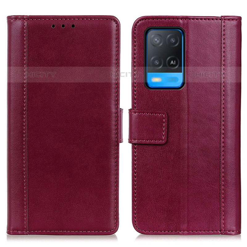 Custodia Portafoglio In Pelle Cover con Supporto N02P per Oppo A54 4G Rosso