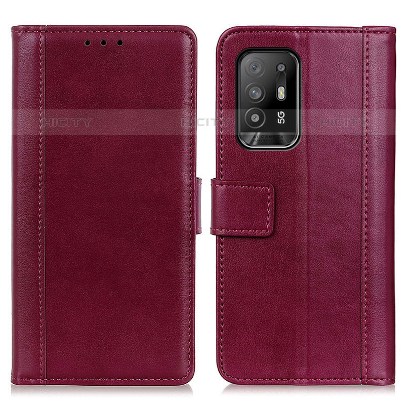 Custodia Portafoglio In Pelle Cover con Supporto N02P per Oppo A94 5G Rosso