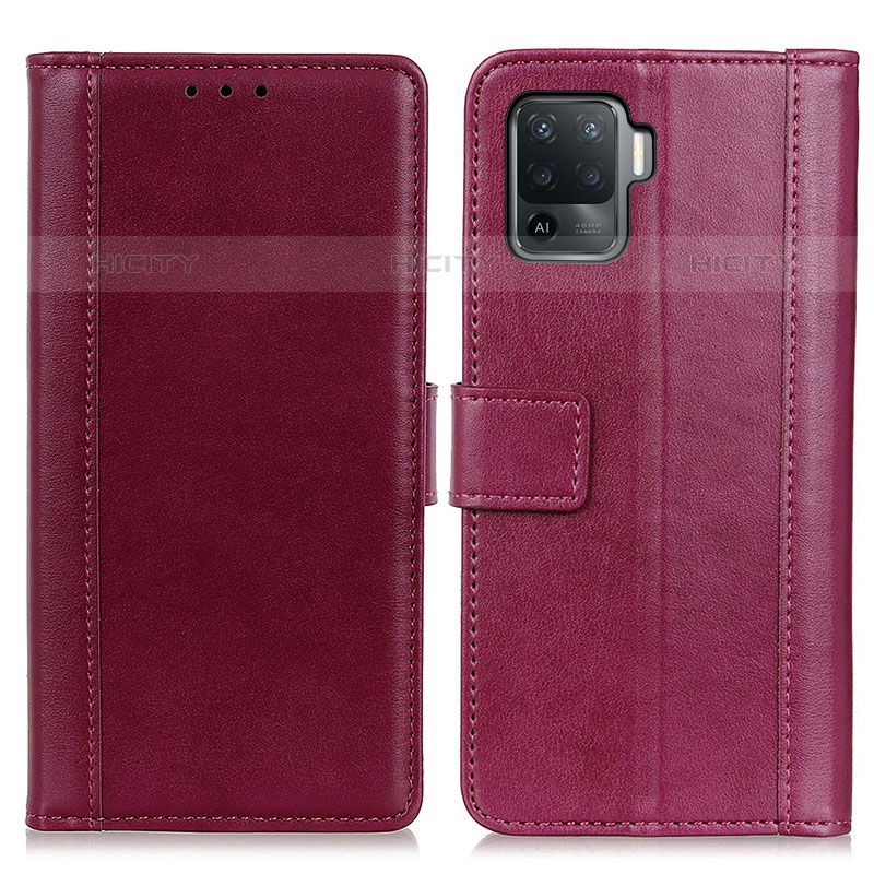 Custodia Portafoglio In Pelle Cover con Supporto N02P per Oppo Reno5 F Rosso