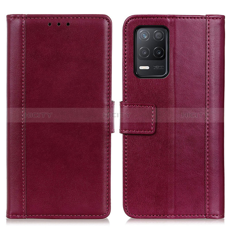 Custodia Portafoglio In Pelle Cover con Supporto N02P per Realme 9 5G India Rosso