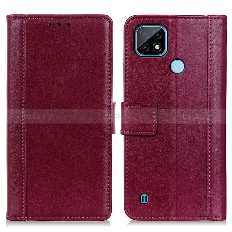 Custodia Portafoglio In Pelle Cover con Supporto N02P per Realme C21 Rosso