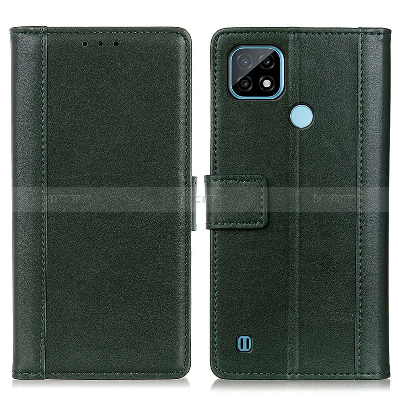 Custodia Portafoglio In Pelle Cover con Supporto N02P per Realme C21 Verde