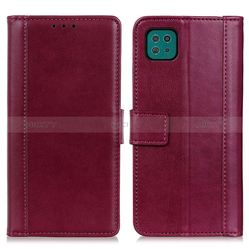 Custodia Portafoglio In Pelle Cover con Supporto N02P per Samsung Galaxy A22s 5G Rosso